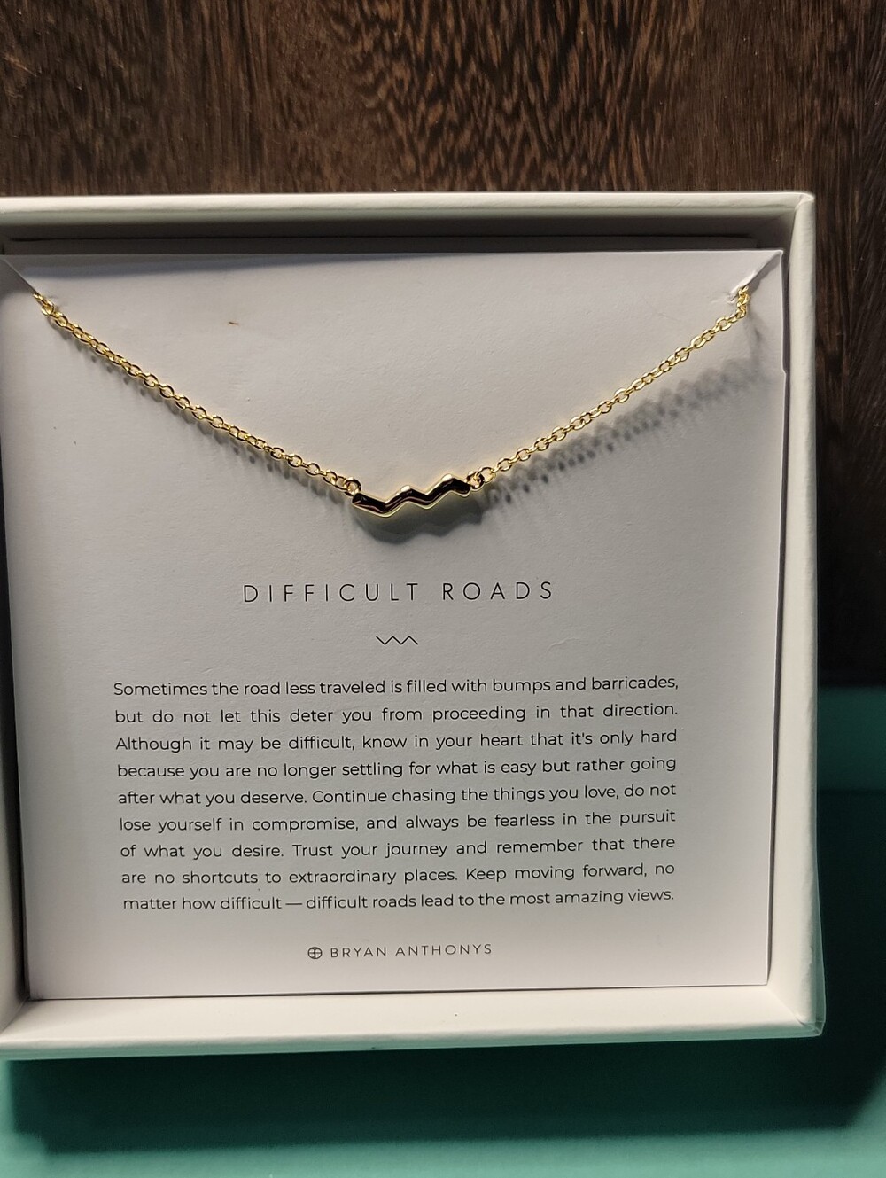 Nib In Excellent Condition Bryan Anthonys Difficult Roads Gold Tone Necklace.